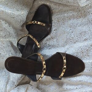 Giuseppe Zanotti Sandals;brown with colored stones:Size 9-1/2 2inch heels